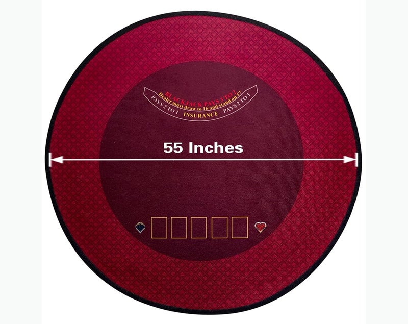 BALIKEN طاولة تكساس هولدم وبلاك جاك 55'' x 55''، قابلة للطي ومحمولة، سجادة ألعاب البوكر - Image 2
